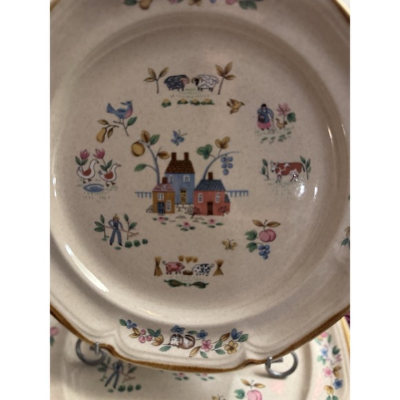 Lot of 4 International Tableworks Heartland 7774 10.5" Round Dinner Plates Vtg - Picture 3 of 6